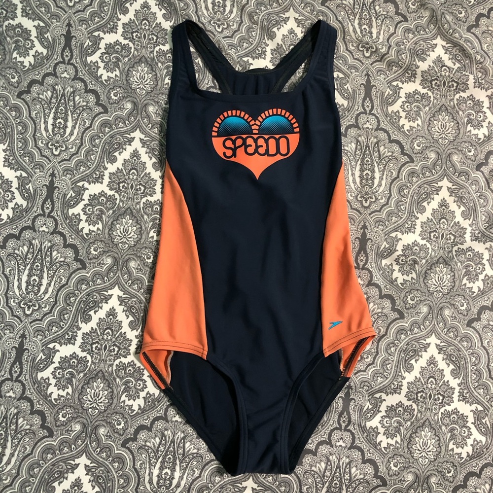 SPEEDO ONE PIECE, NAVY/PEACH, 30”